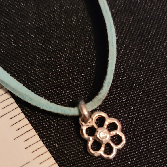 Blue Necklace with Sterling Silver Flower Pendant - Picture 4 of 4